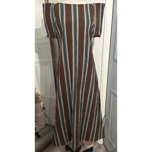 Mara Hoffman Striped Multicolor Brown Maxi Dress Size Small